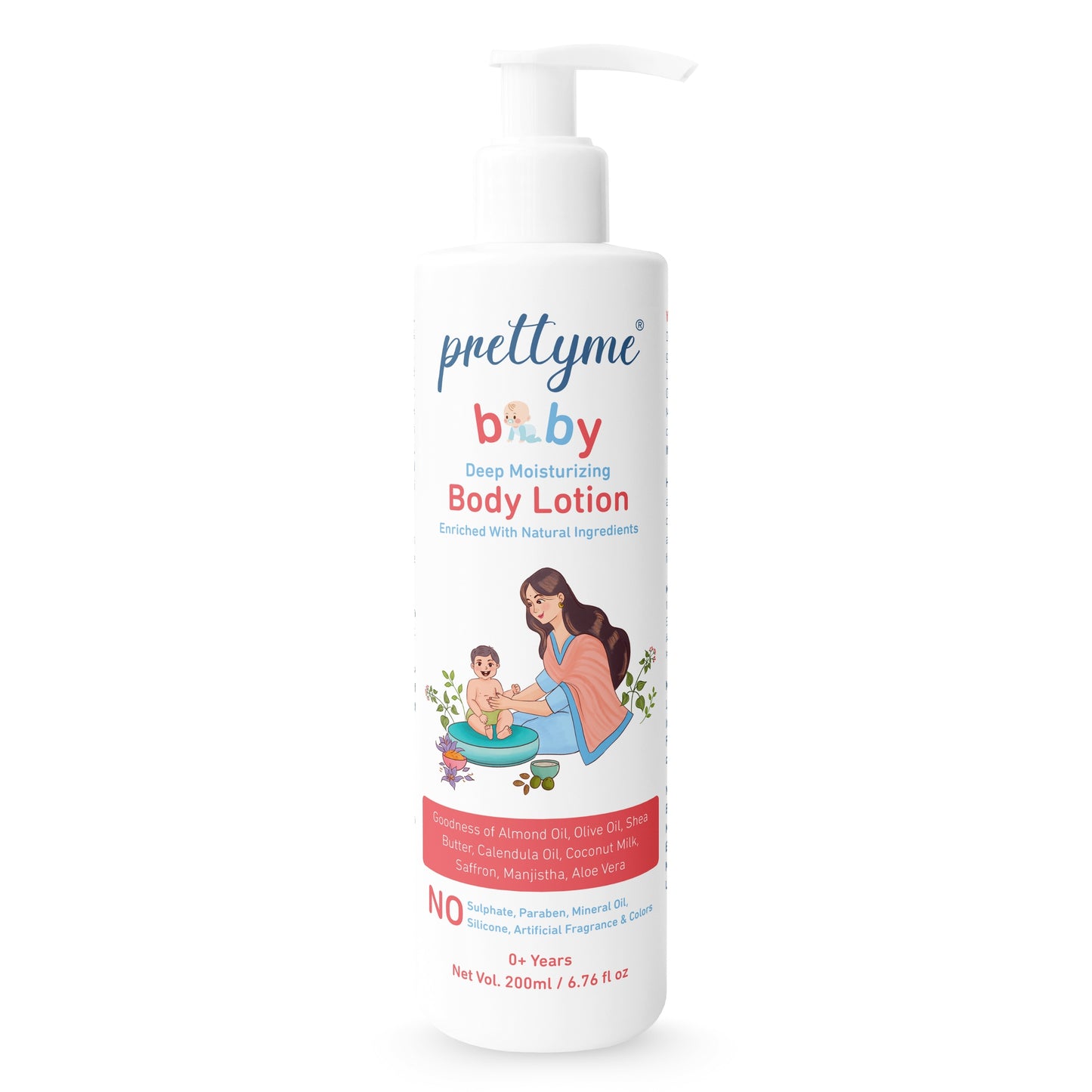 Natural baby body lotion, gentle and moisturizing formula for soft, sensitive skin, enriched with organic ingredients for all-day hydration and protection.