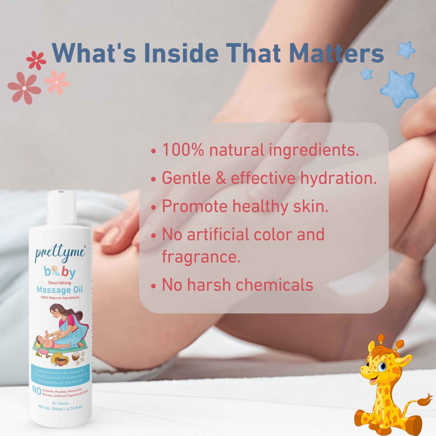 Prettyme Nourishing Baby Massage Oil For Newborns With Natural Olive, Coconut & Almond Oil