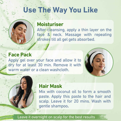 Prettyme Pure Aloe Vera Gel for Face & Hair | Natural Skin care with Vitamin E, Jojoba & Argan for Daily Use - 200 g