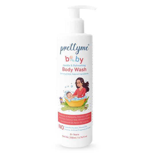 Natural baby body wash, gentle and tear-free formula for soft, sensitive skin, cleanses and nourishes with organic, chemical-free ingredients