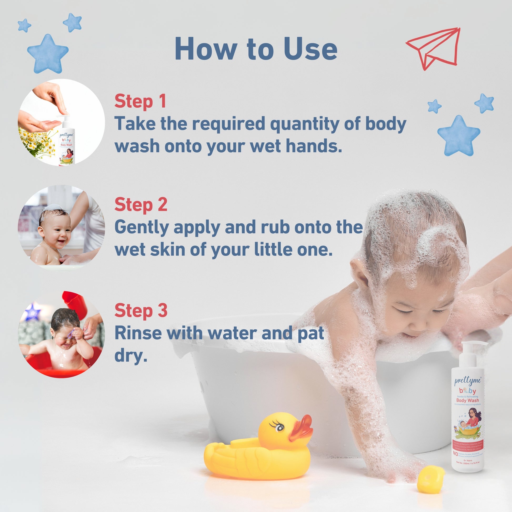 Natural baby body wash, gentle and tear-free formula for soft, sensitive skin, cleanses and nourishes with organic, chemical-free ingredients