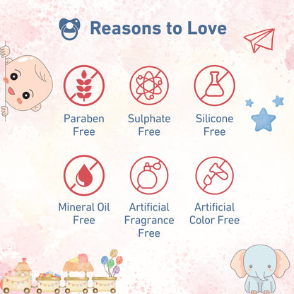 Natural baby products for gentle care, including body wash, lotion, and massage oil, made with organic, chemical-free ingredients for sensitive baby skin.