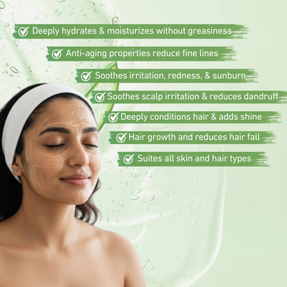 Prettyme Pure Aloe Vera Gel for Face & Hair | Natural Skin care with Vitamin E, Jojoba & Argan for Daily Use - 200 g