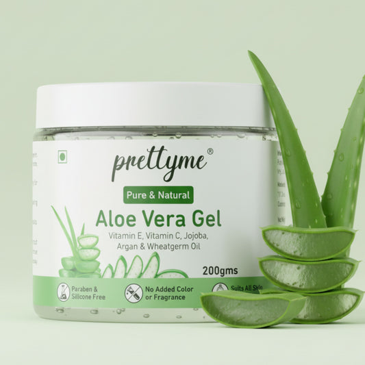 Prettyme Pure Aloe Vera Gel for Face & Hair | Natural Skin care with Vitamin E, Jojoba & Argan for Daily Use - 200 g