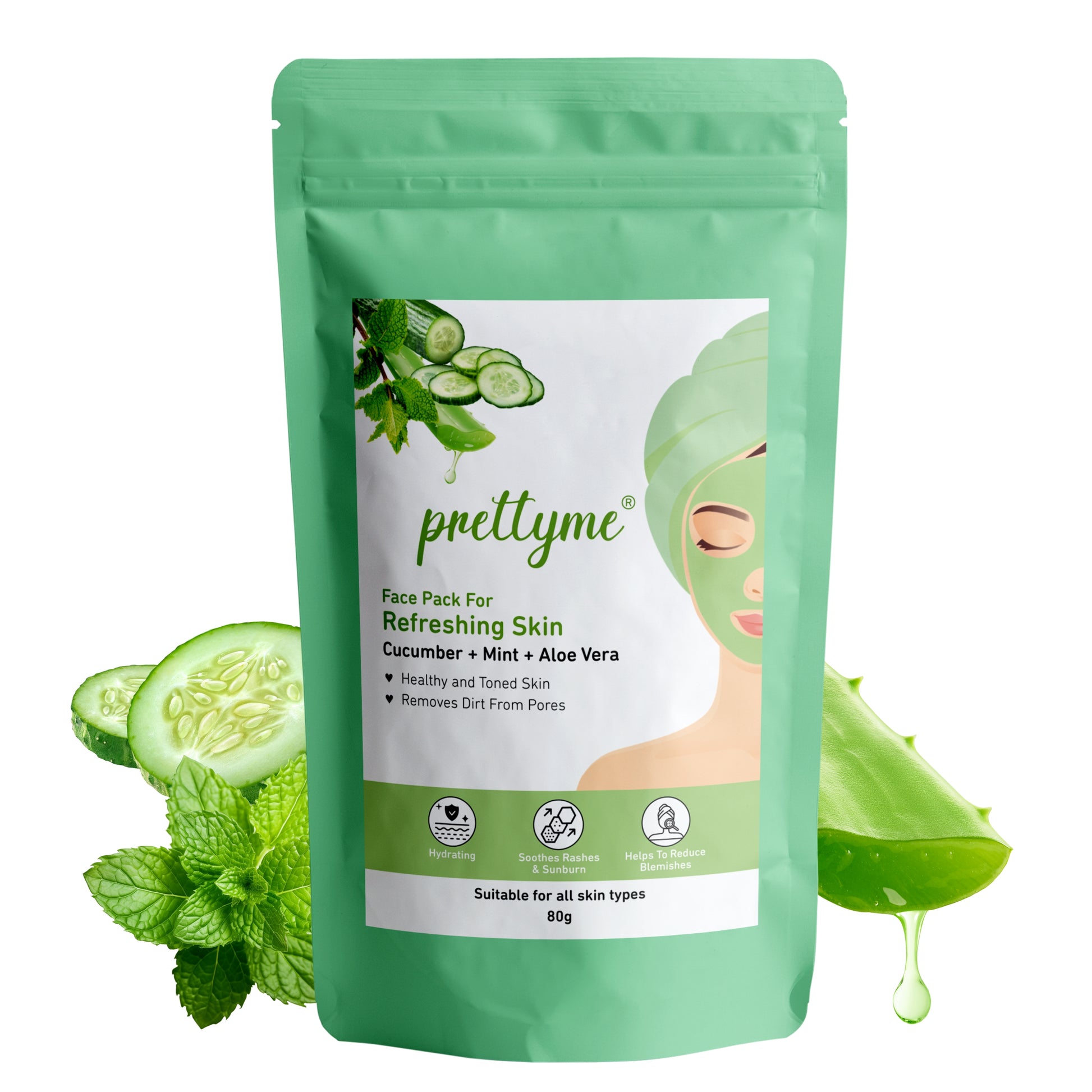 Natural skin refresh face pack powder, deeply cleanses, hydrates, and revitalizes skin for a fresh, glowing complexion with organic ingredients