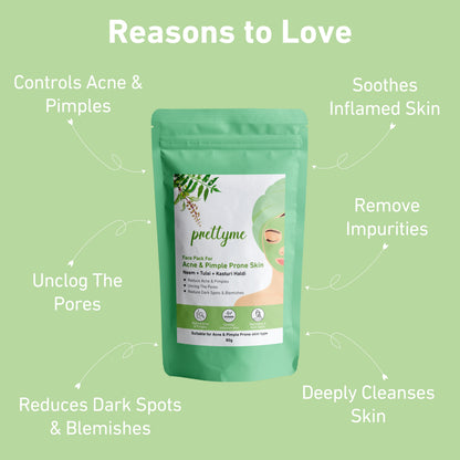natural powder face pack for acne-prone and pimple-prone skin, reduces blemishes, controls excess oil, and soothes irritated skin with organic ingredients
