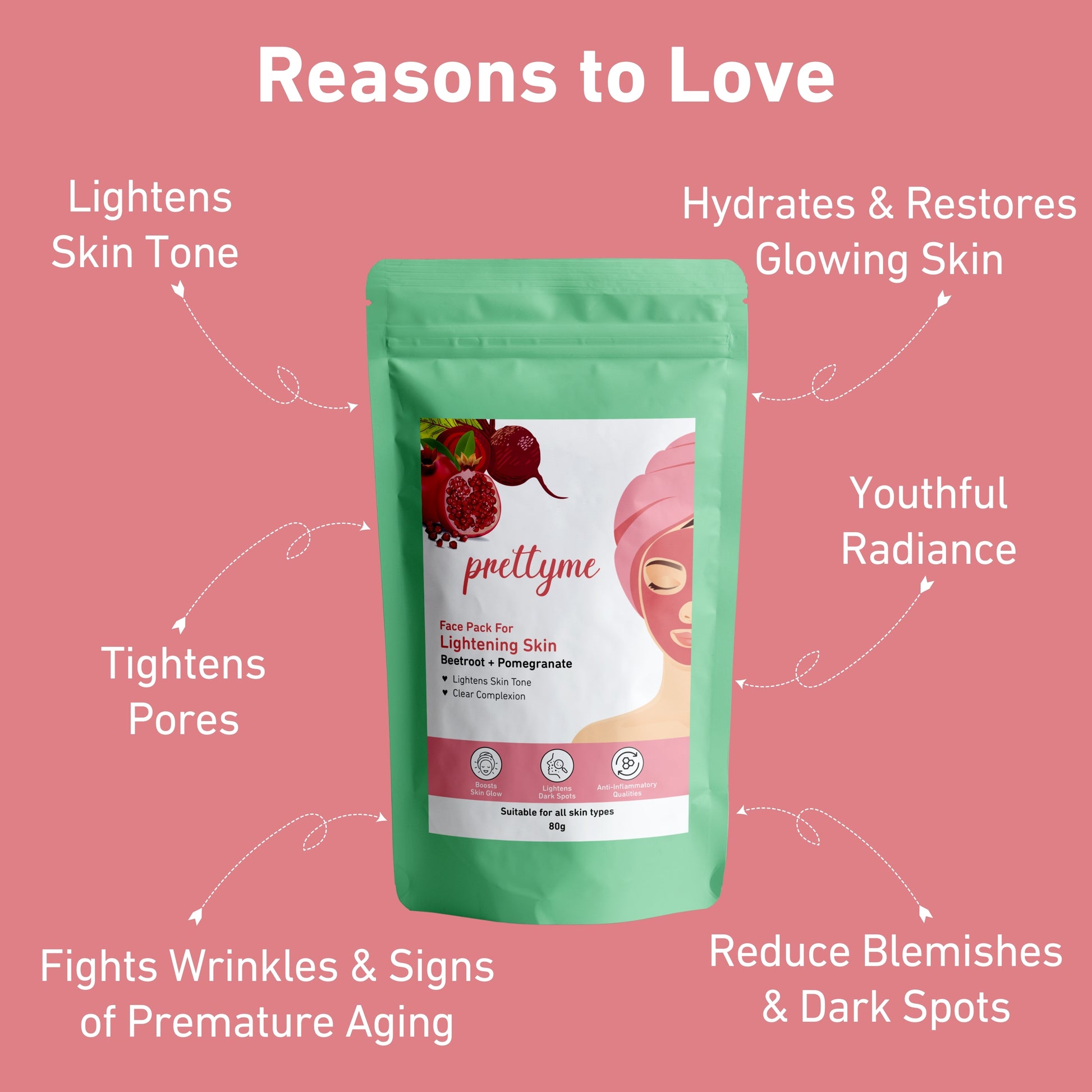natural powder face pack for skin lightening, brightens complexion, reduces dark spots, evens skin tone, and nourishes with organic ingredients