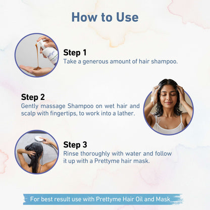 Prettyme Hair Care Shampoo - Amla, Rosemary & Rice Protein for Hair Fall & Dandruff | Paraben & Sulphate Free - 250ml