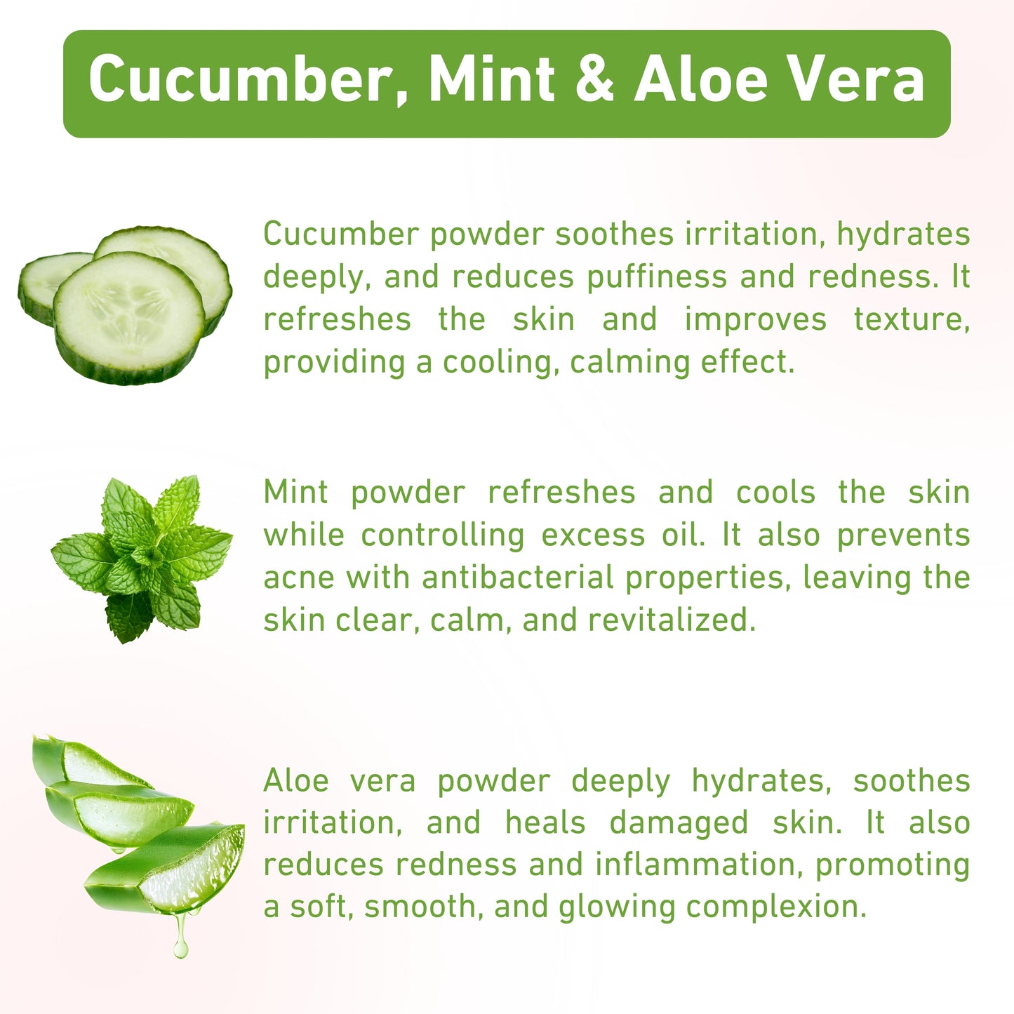 natural powder face pack for skin soothing, calms irritation, reduces redness, and hydrates with organic and gentle ingredients
