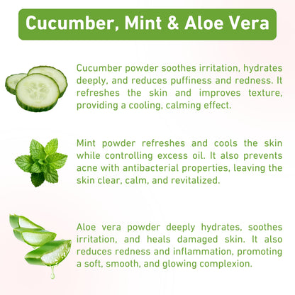 natural powder face pack for skin soothing, calms irritation, reduces redness, and hydrates with organic and gentle ingredients