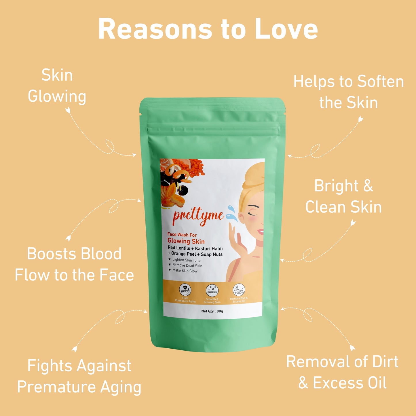 Natural powder face wash, organic formula for gentle cleansing, removes dirt and excess oil, nourishes skin, and suits all skin types